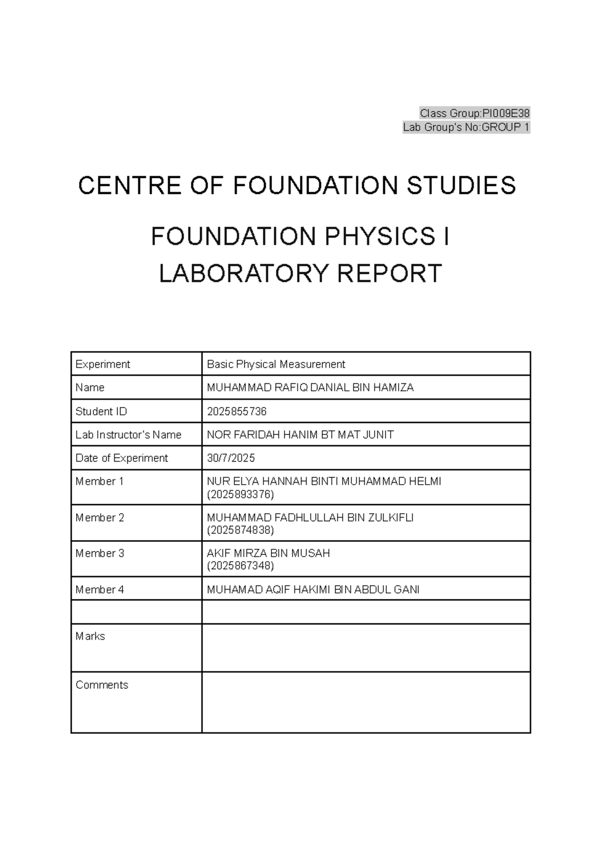 E38 Lab Report: Basic Physical Measurement Experiment - Studocu