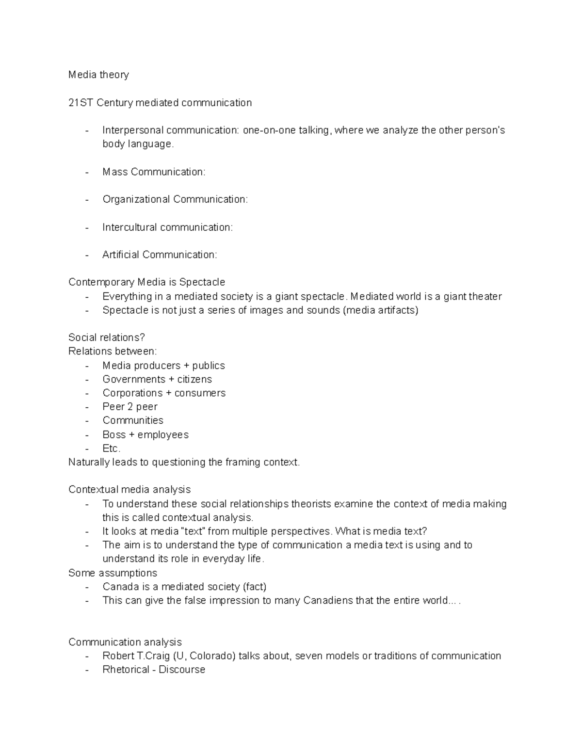Media Theory- RTA 101 - Media theory 21ST Century mediated ...