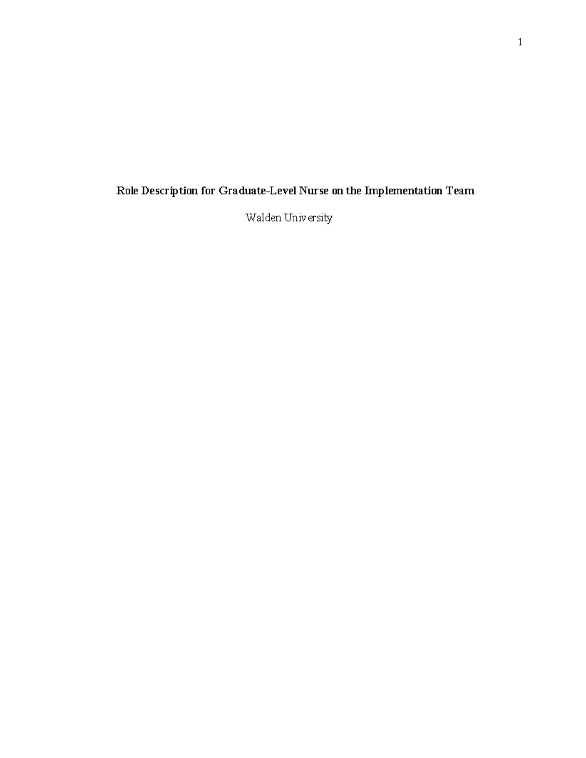 Role Description for Nurse Informaticist on Implementation Team (NURS ...