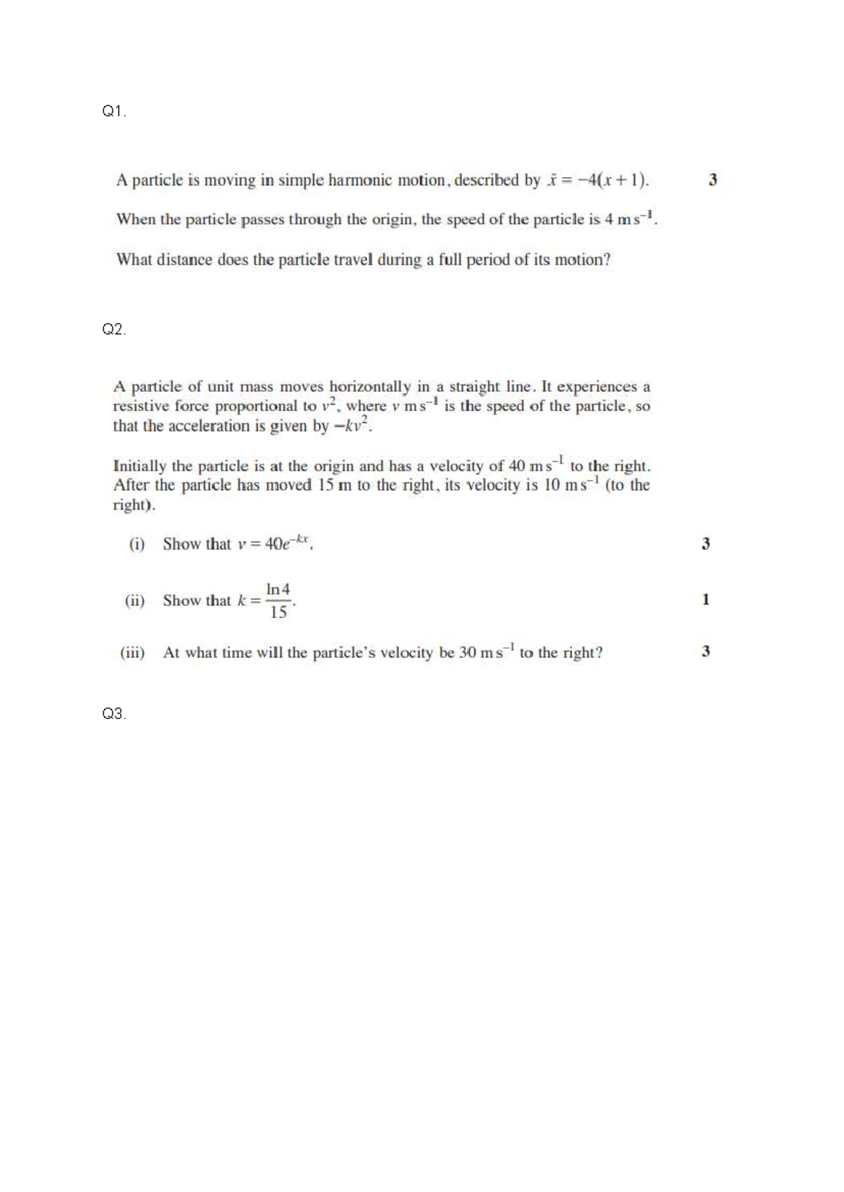 P2 (19) - Practice Problems on Simple Harmonic Motion and Motion ...