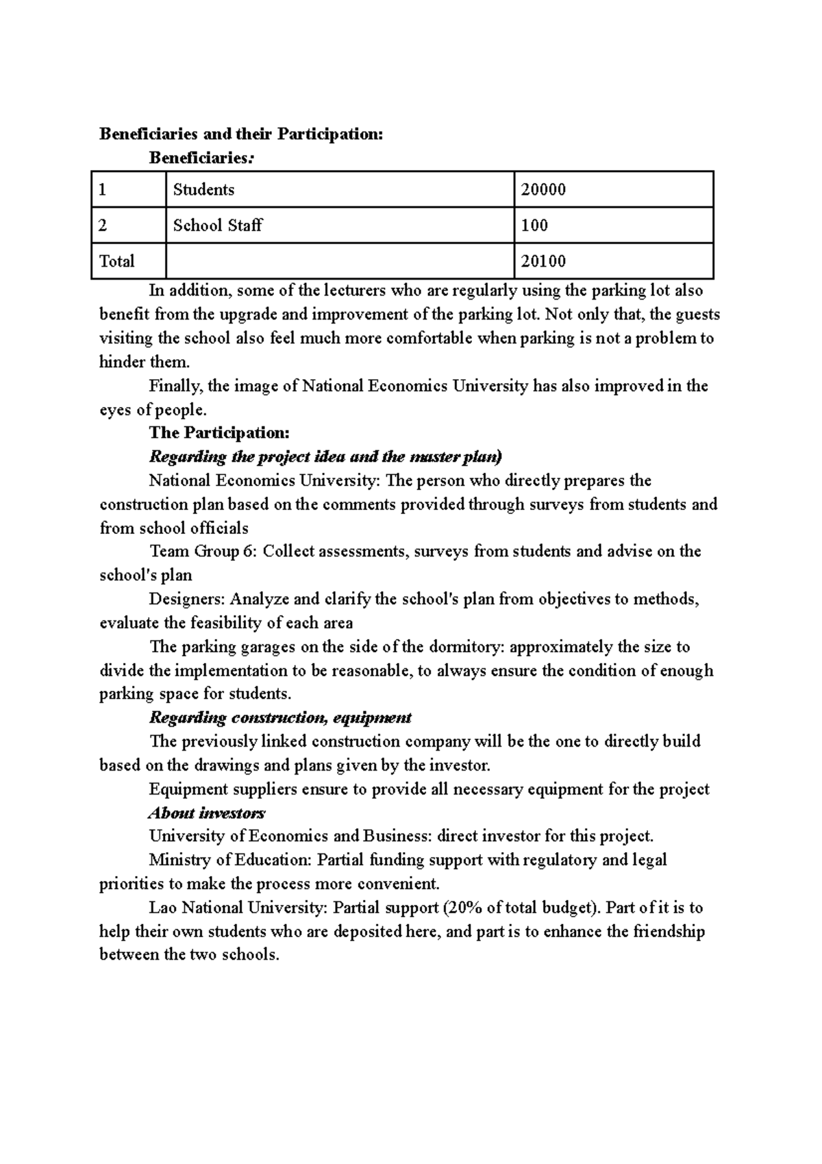 Beneficiaries and their Participation - Beneficiaries and their ...