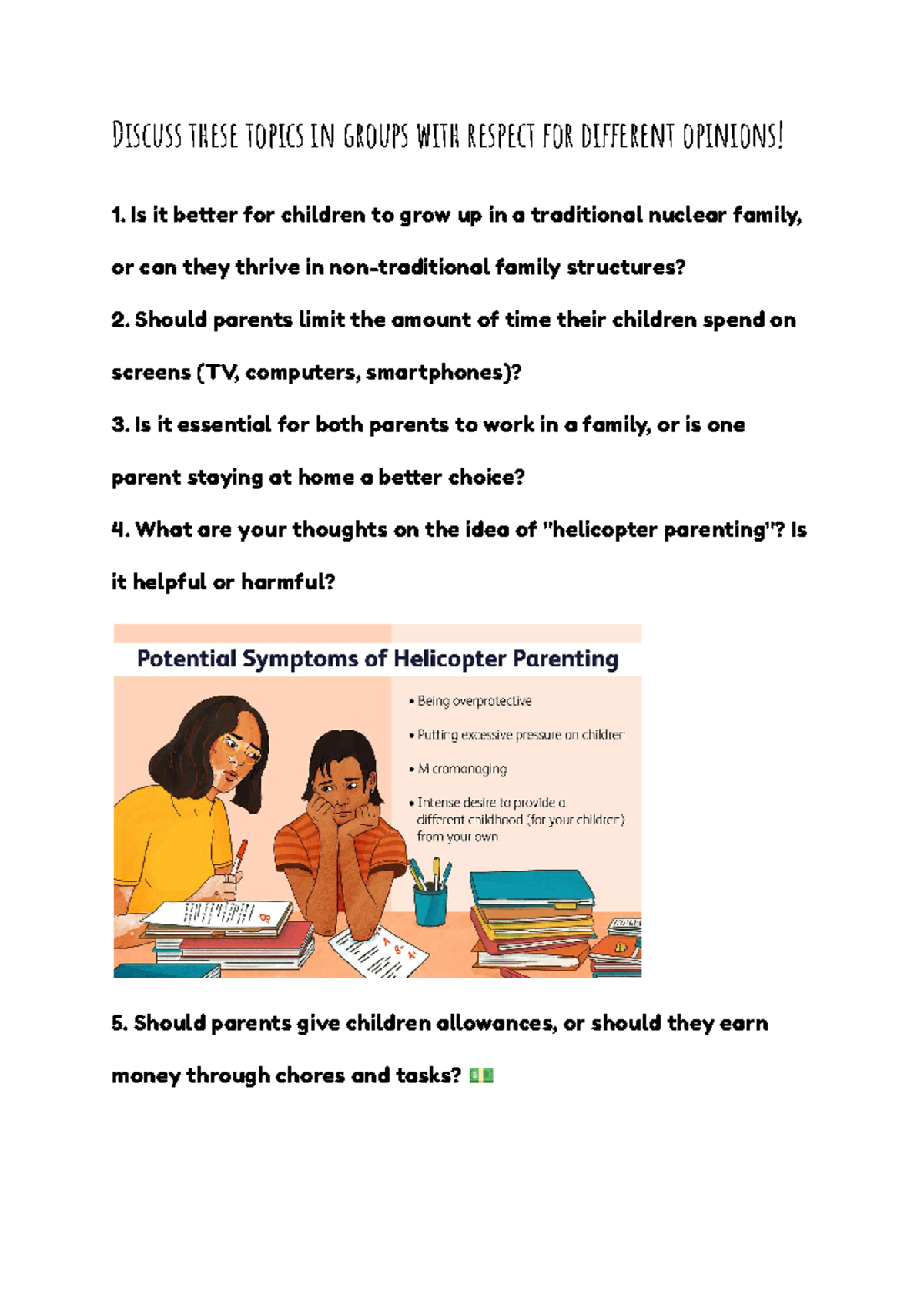 Debatable Questions for Group Discussion: Unit 1 Topics - Studocu