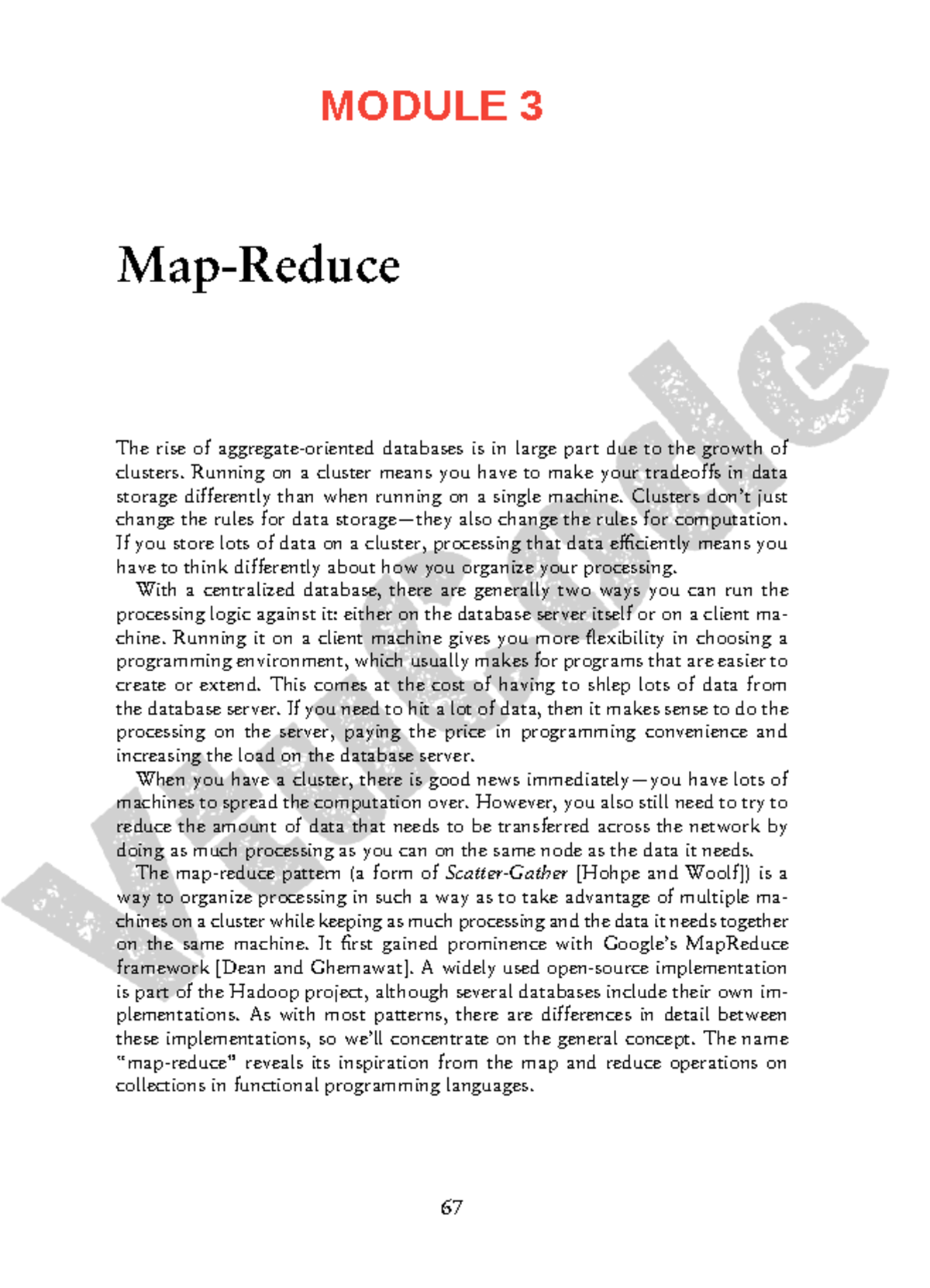 MODULE 3 Chapter 7: Understanding MapReduce in NoSQL Databases - Studocu