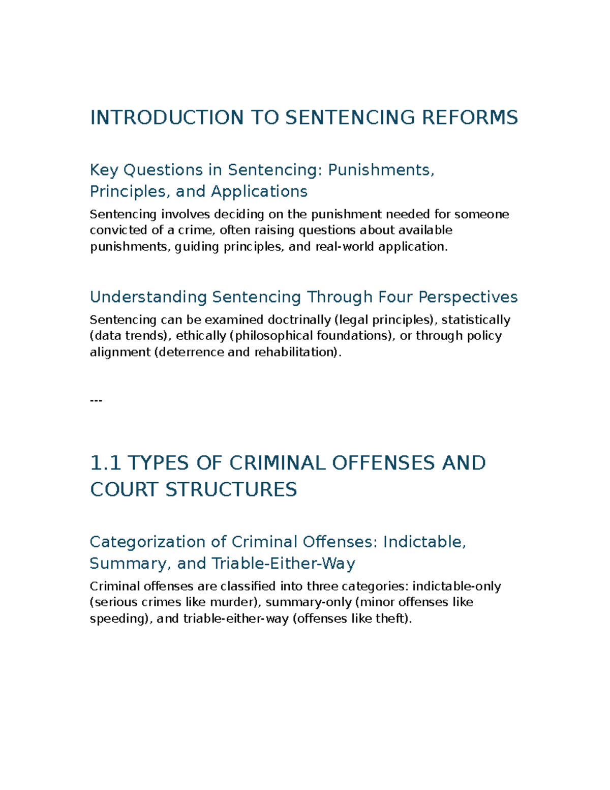 **Revisions to Sentencing: Key Principles and Applications** - Studocu