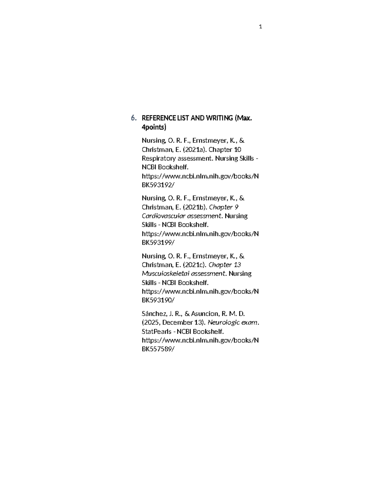 Reference List for Nursing Assessments and Guidelines (REF) - Studocu