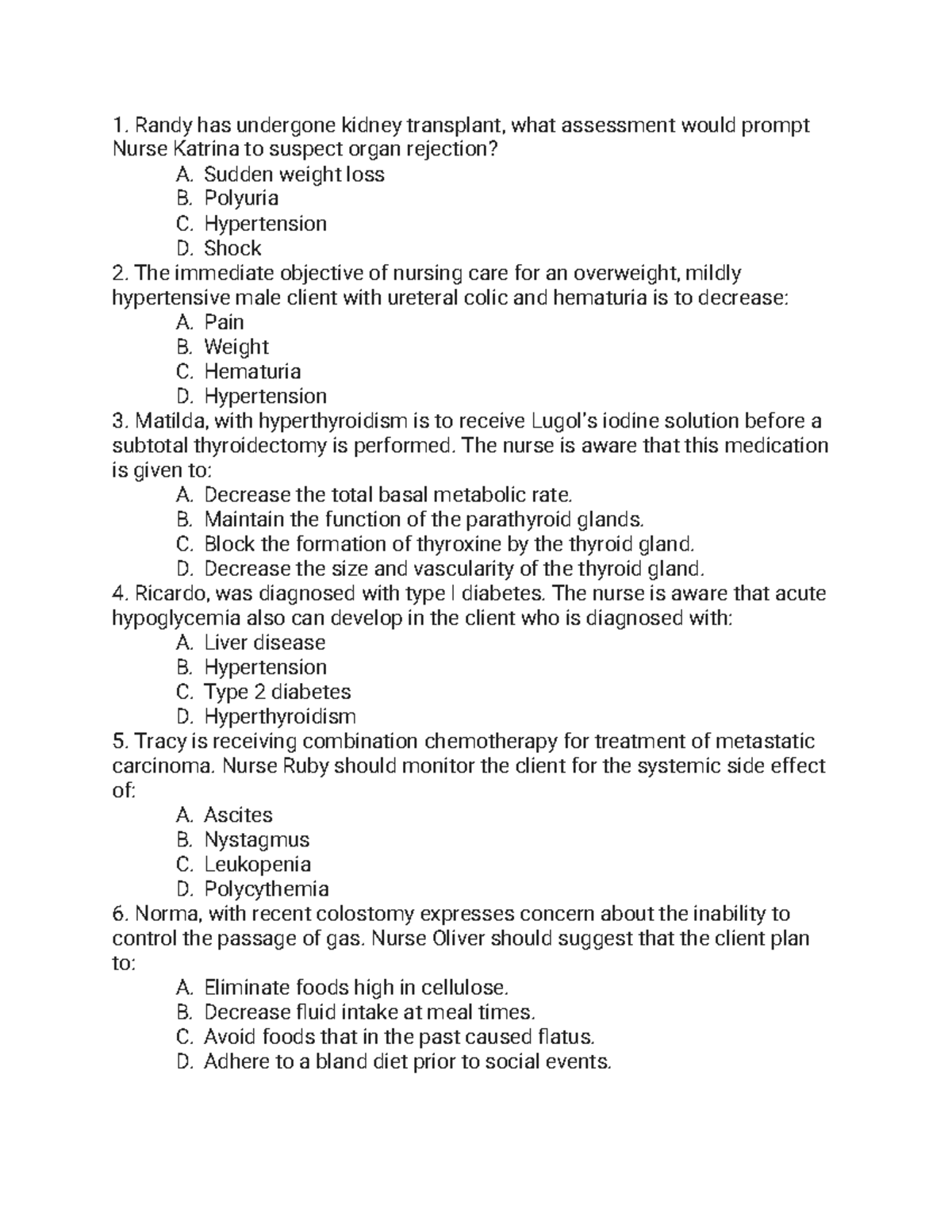 NP4 - Consolidated Practice Questions for Nursing Students - Studocu