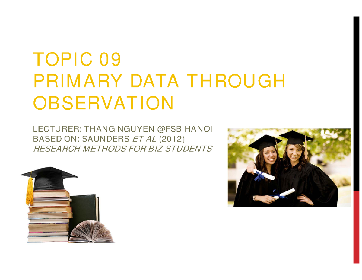 T09 Dissertation: Primary Data Collection via Observation Techniques ...