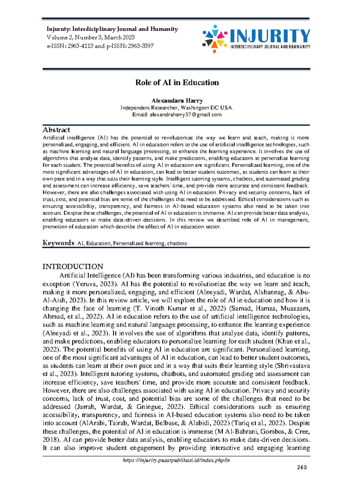 The role of AI in education: A comprehensive review - Studocu