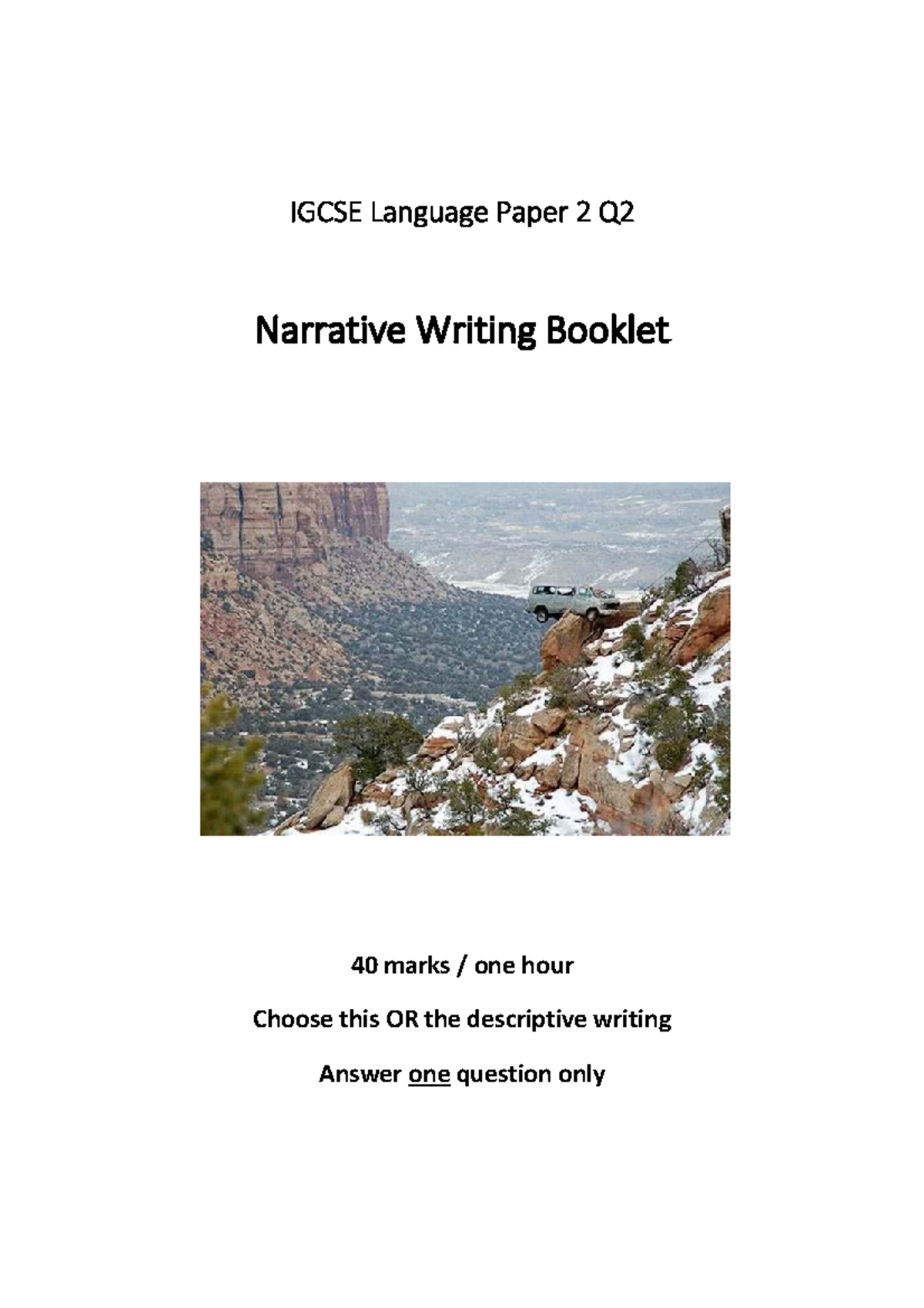 IGCSE Language Paper 2: Narrative Writing Guide & Practice - Studocu
