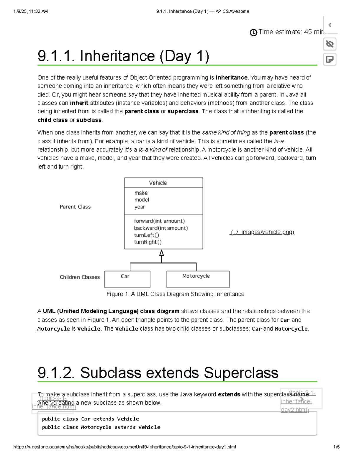 9.1.1 - 9.1.3 Inheritance: Lesson Notes on OOP Concepts - Studocu