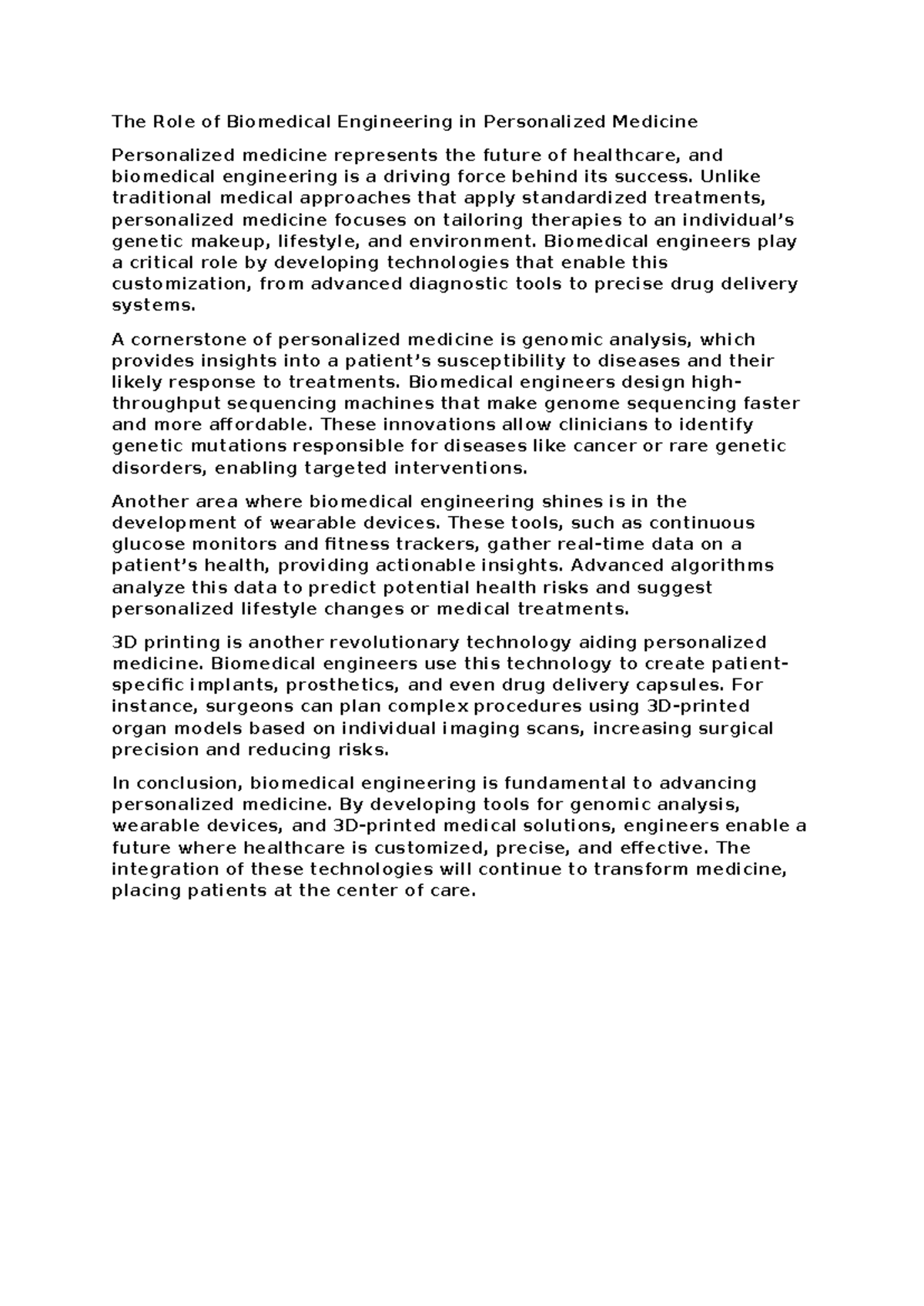 1Biomedical Engineeringonpersonalisedmedicine - The Role of Biomedical ...