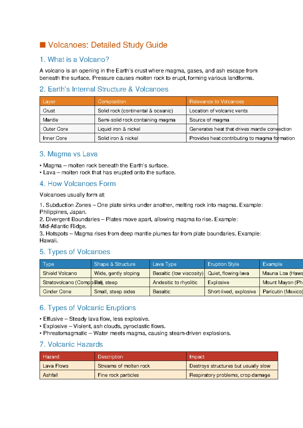 Volcanoes: Comprehensive Study Guide for Geology 101 - Studocu