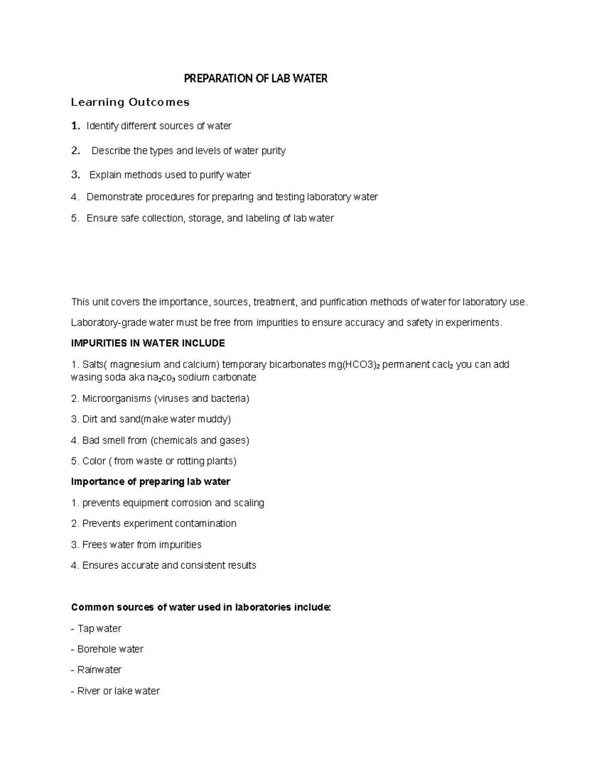 Lab Practice Notes: Preparation and Purification of Laboratory Water ...