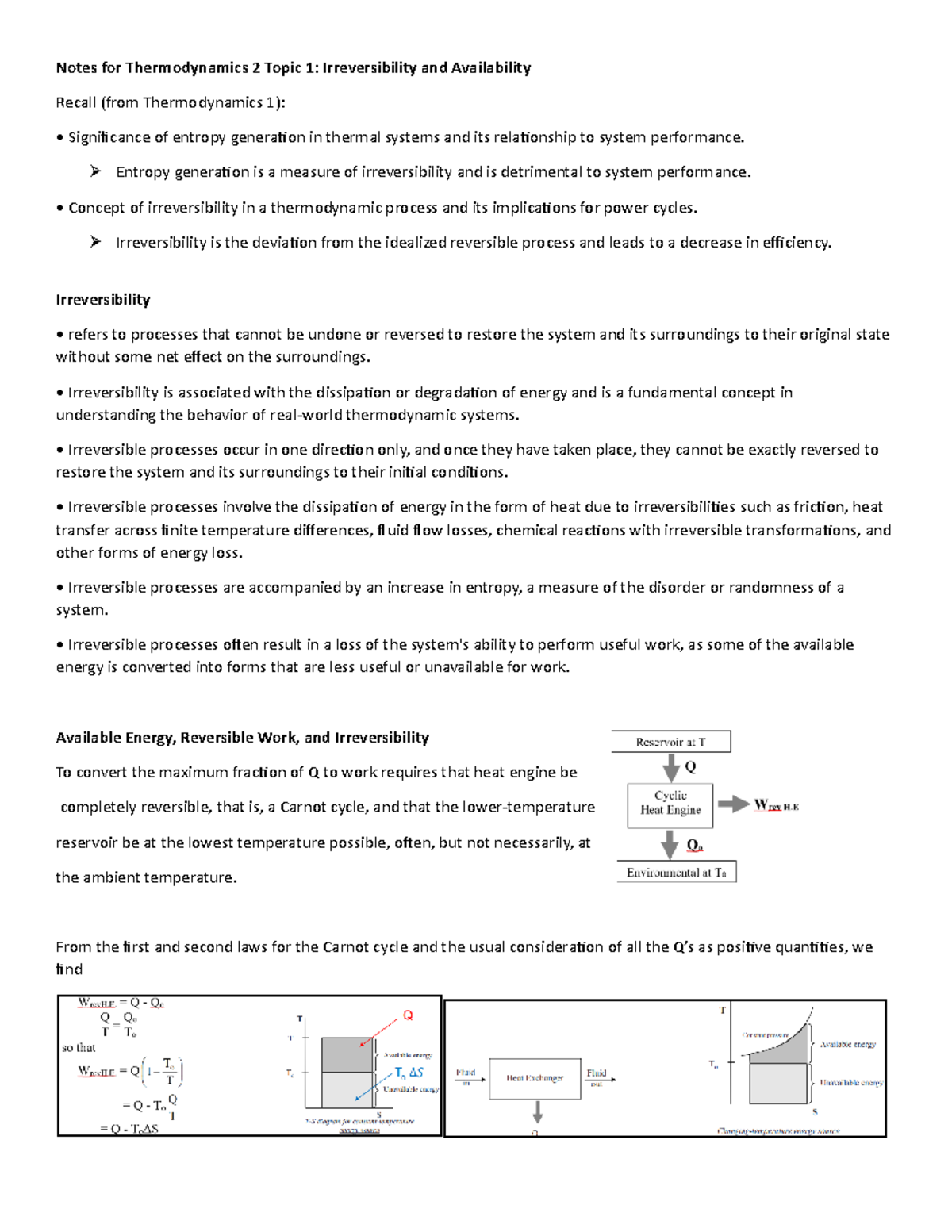 Notes for Thermodynamics 2 Topic 1 - Notes for Thermodynamics 2 Topic 1 ...