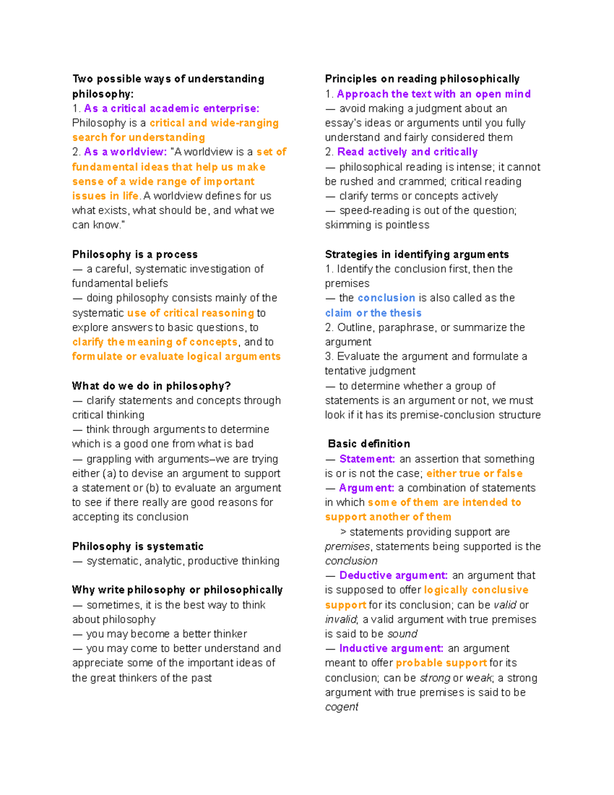 [Philosophy Notes] Understanding and Writing: Key Concepts - Studocu