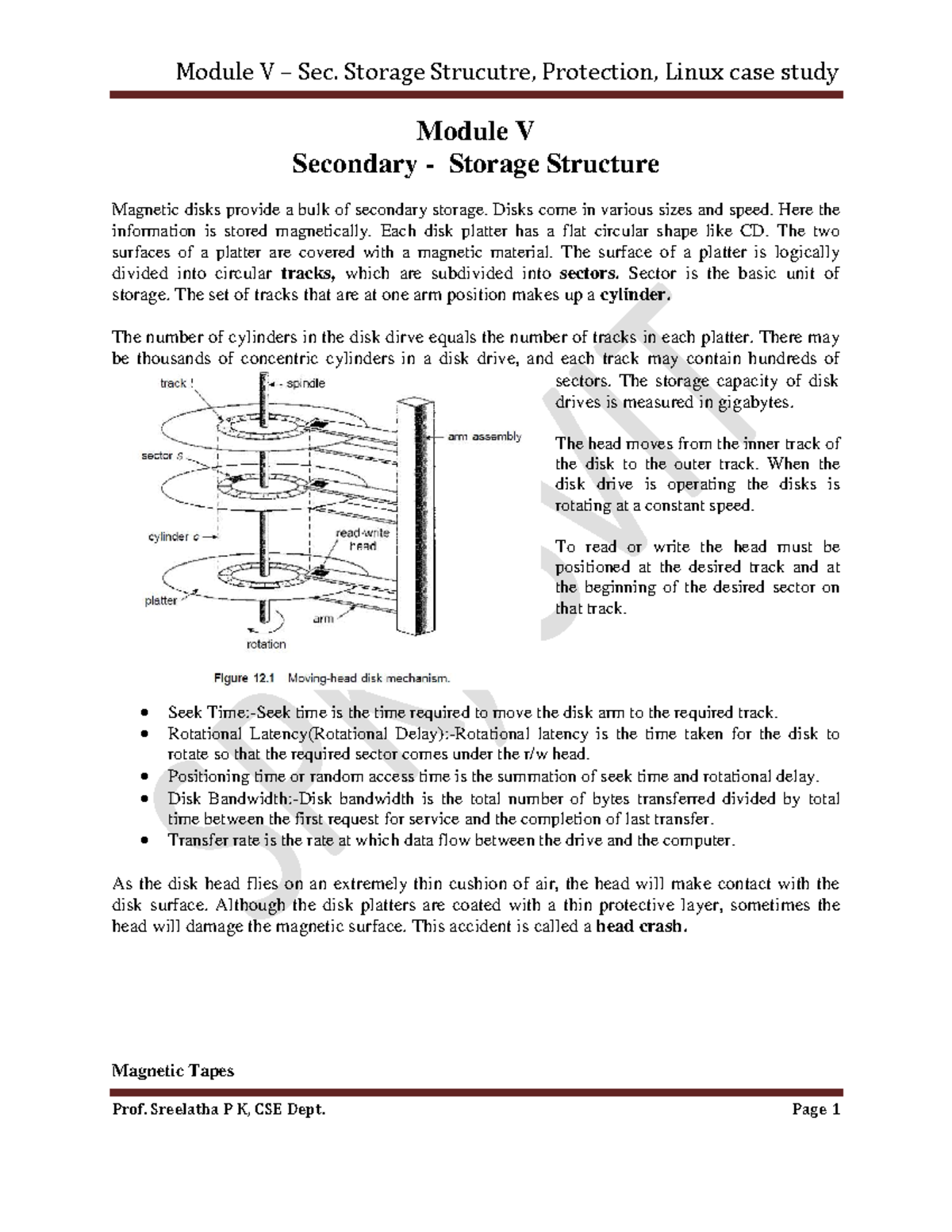 Module V: Secondary Storage Structures & Protection - Linux Case Study ...