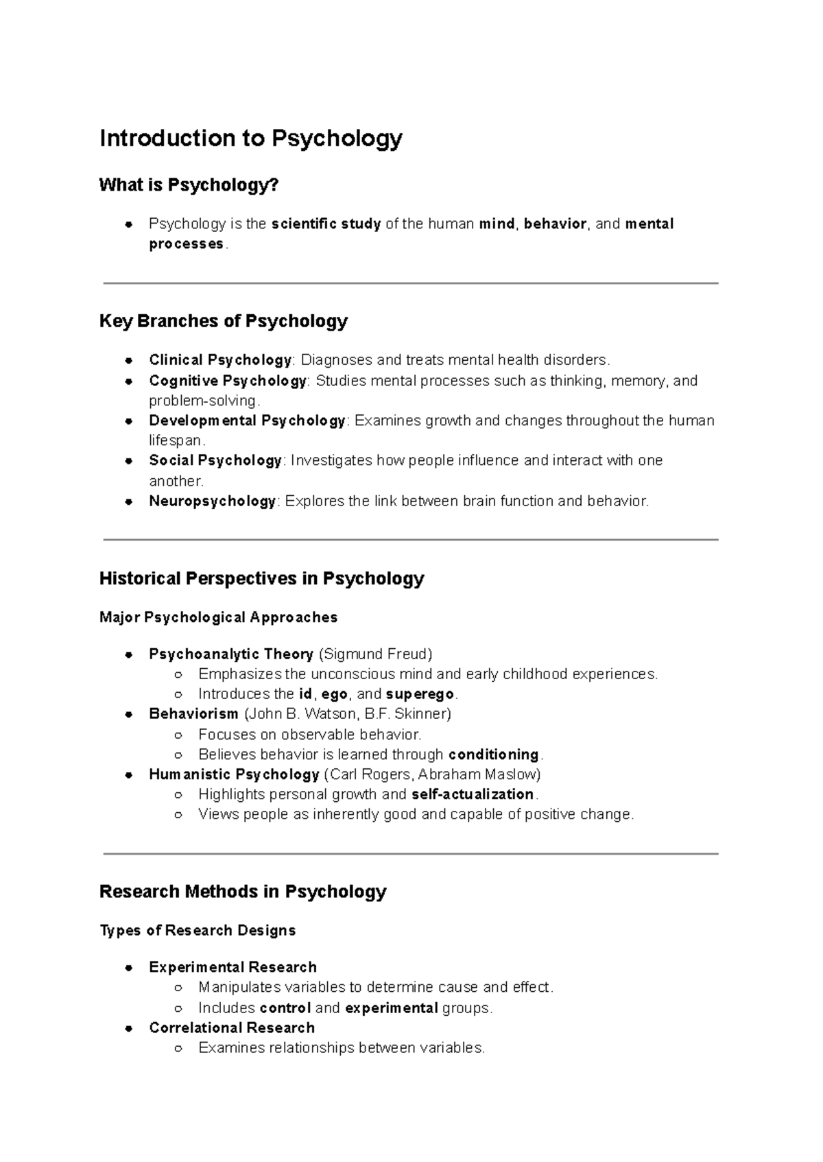 Midterm Study Guide for PSYC 1060: Introduction to Psychology - Studocu