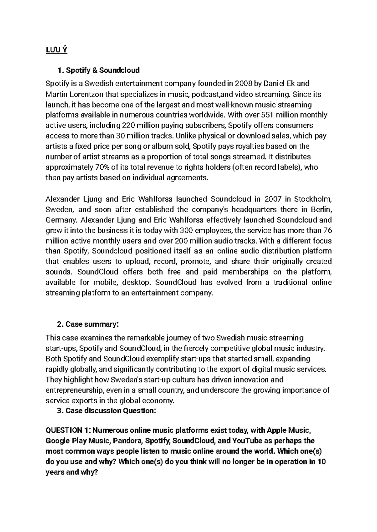 Closing Case Study: Chapter 16 on Spotify & SoundCloud Analysis - Studocu