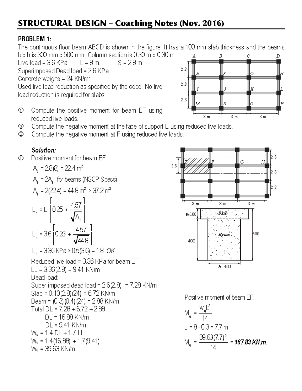 Structural Design Coaching Notes (ENGR 101) - Problem Solutions - Studocu