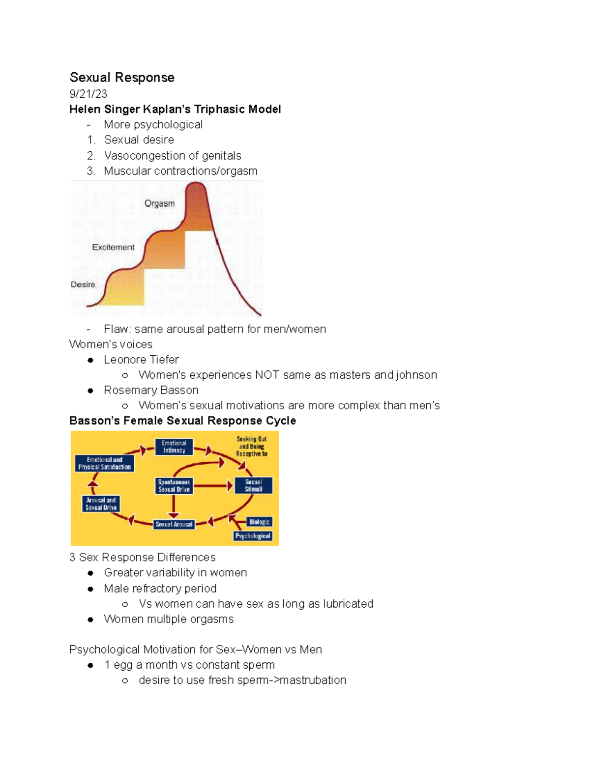 Sexual Response Notes: Triphasic Model & Gender Differences in Desire ...