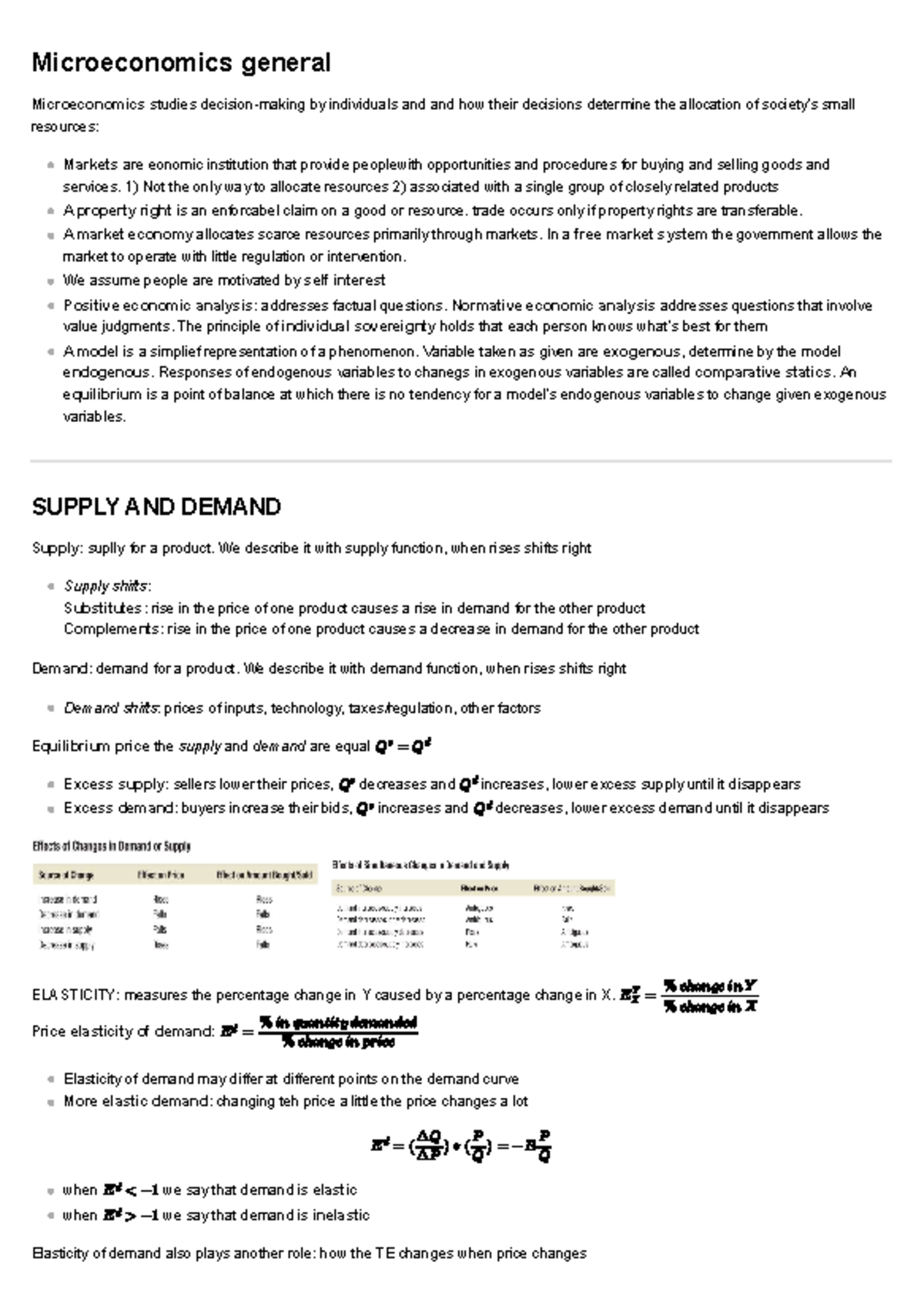 Microeconomics (ECO101) Comprehensive Study Notes for Finals - Studocu