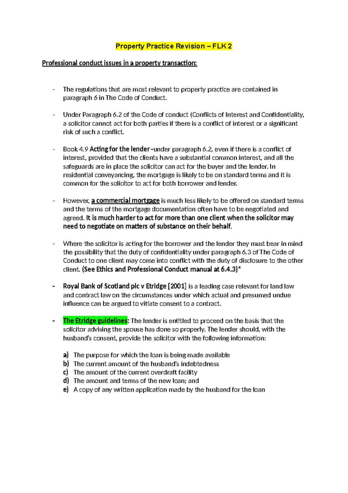 Property Practice Revision Notes - FLK 2: Professional Conduct ...