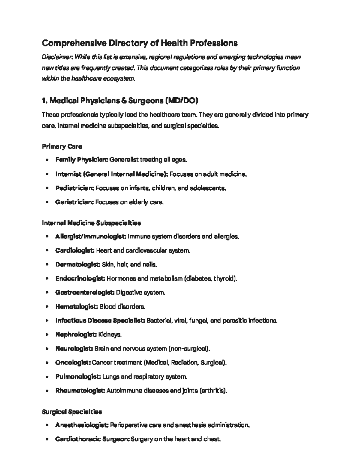 Comprehensive Guide to Health Professions and Roles - Studocu