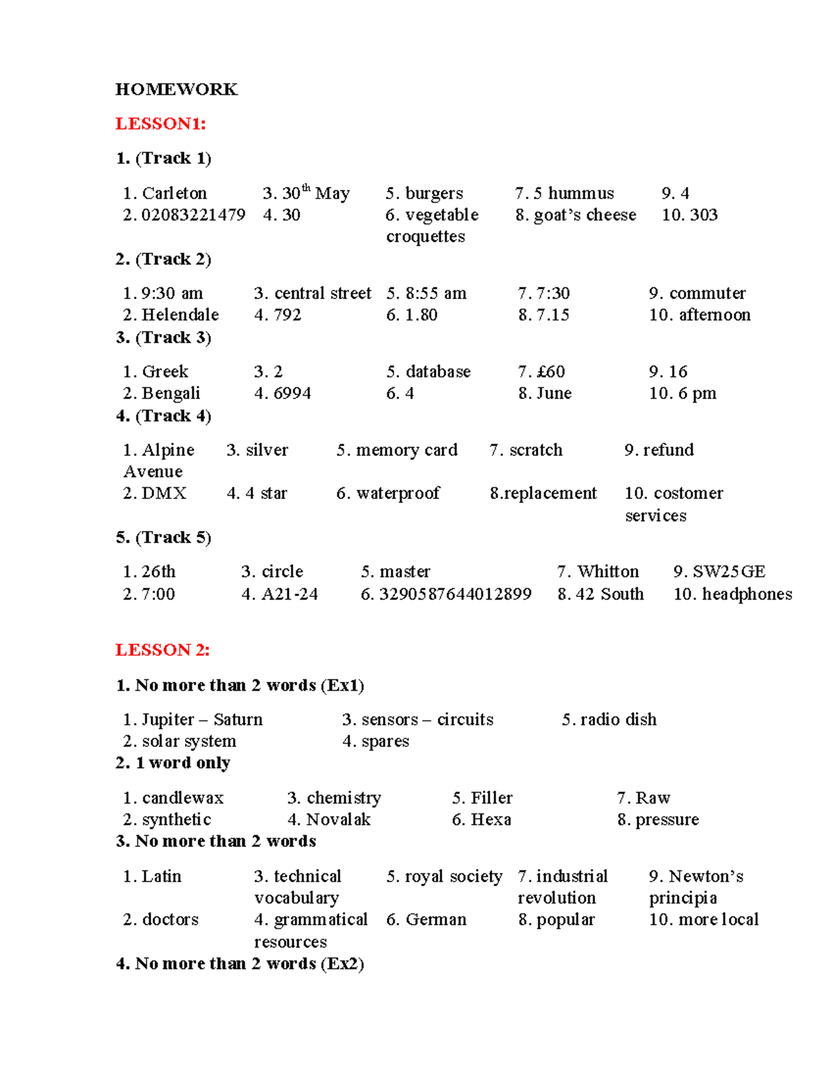 Homework Lesson 1 & 2: Key Concepts and Exercises - Studocu
