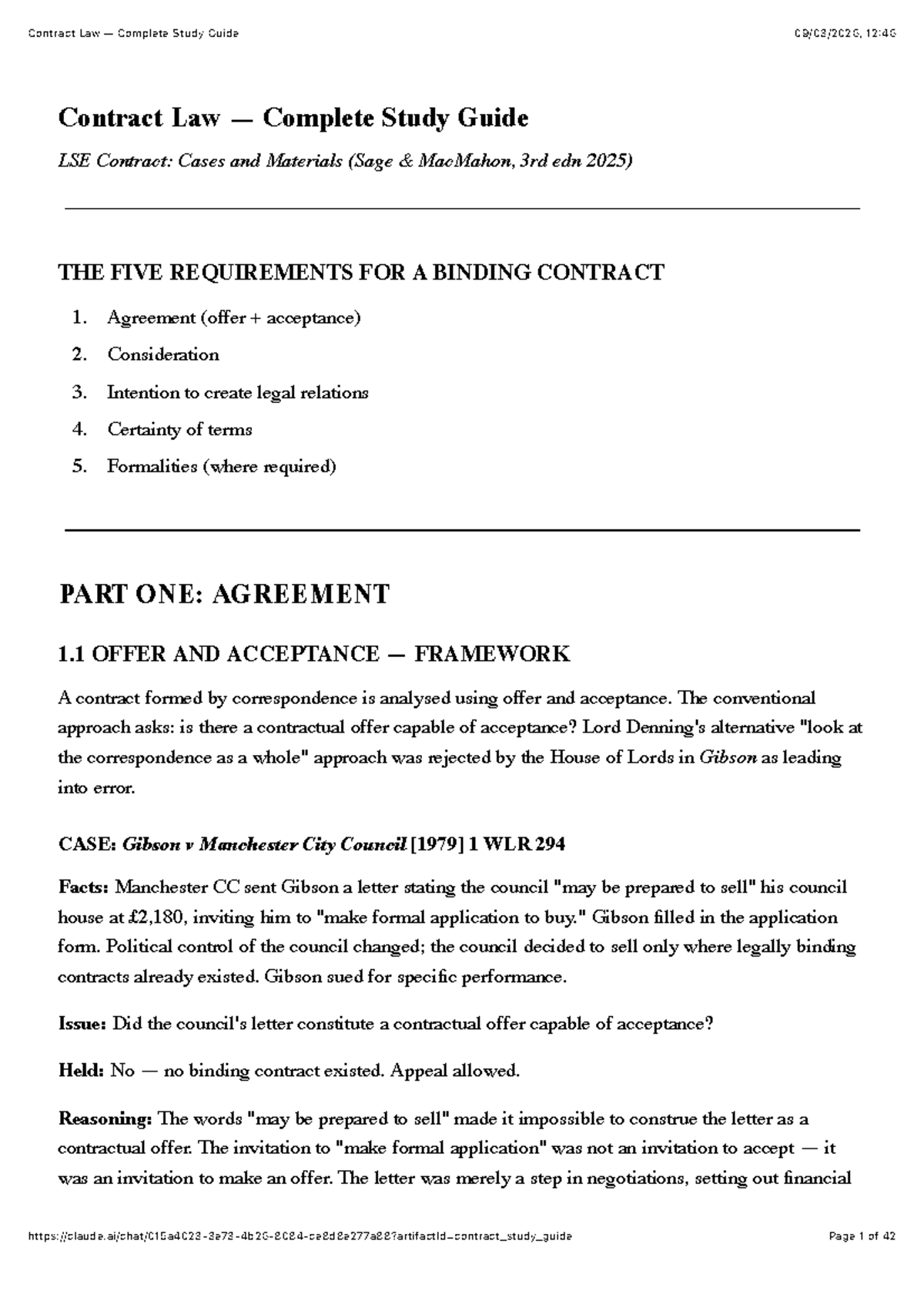 Contract Law Complete Study Guide (LSE) - Key Cases & Principles - Studocu
