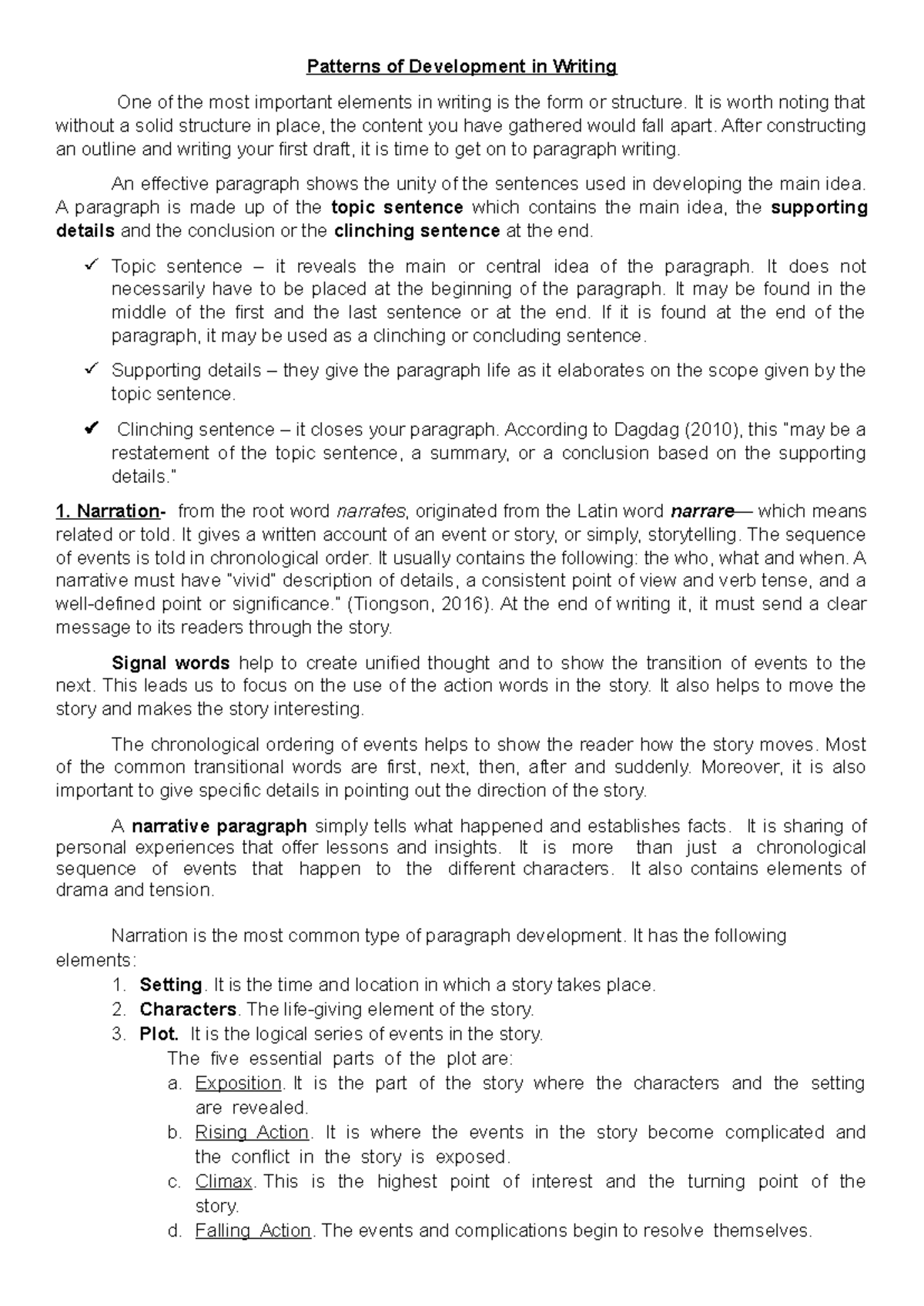 Patterns of Development in Writing: A Comprehensive Guide - Studocu