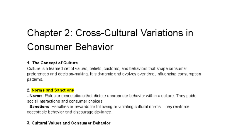 CB - Midterm Summary: Variations in Consumer Behavior & Culture - Studocu