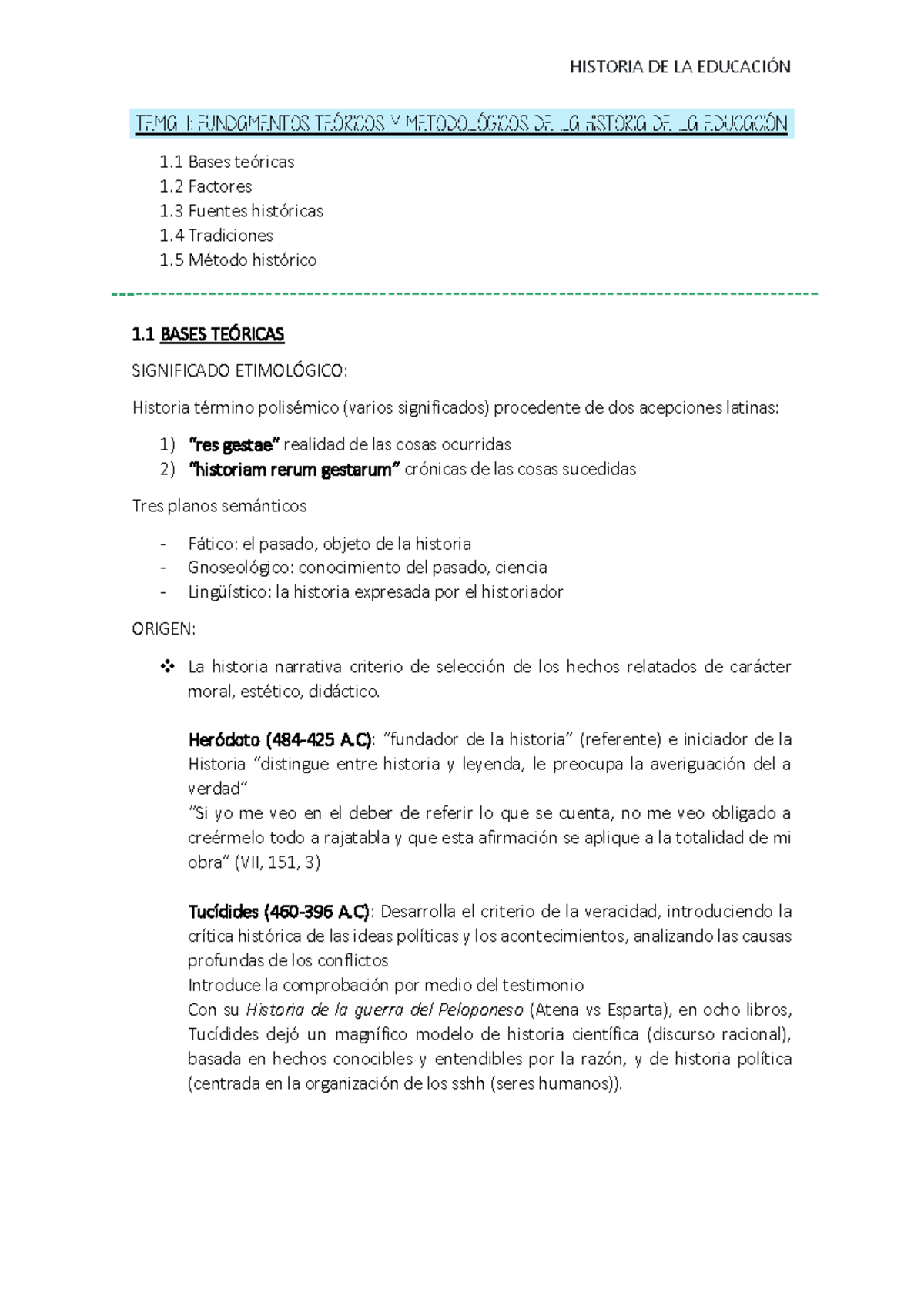 T1 Historia de la educación - TEMA 1: FUNDAMENTOS TEÓRICOS Y ...