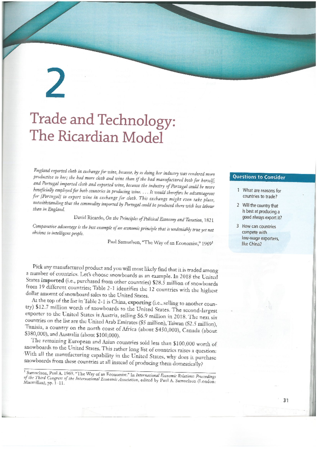 Chapter 02 - Trade and Technology: The Ricardian Model Analysis - Studocu