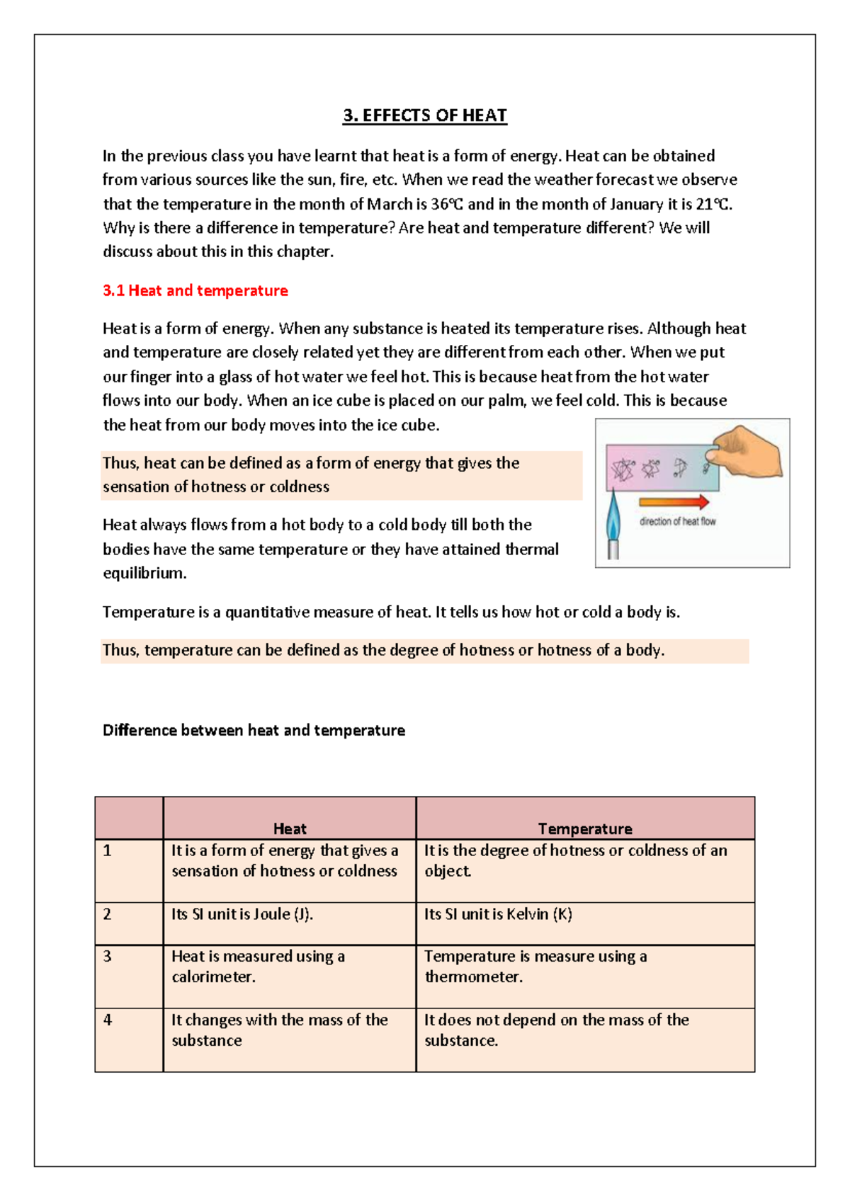 Snk 7 physics effects of heat 1 reading material - 3. EFFECTS OF HEAT ...