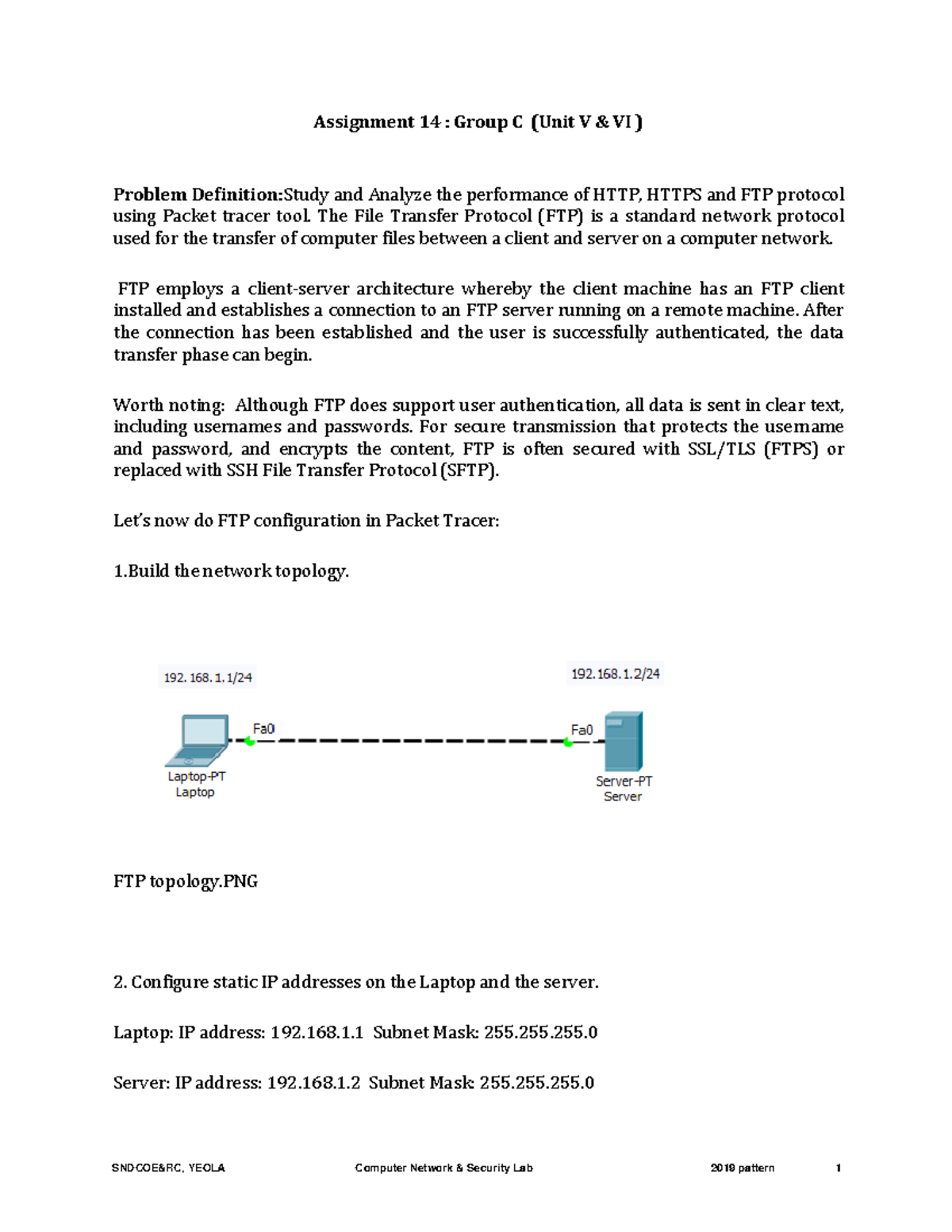Assignment 14 (Unit V & VI): Analyzing HTTP, HTTPS & FTP Protocols ...
