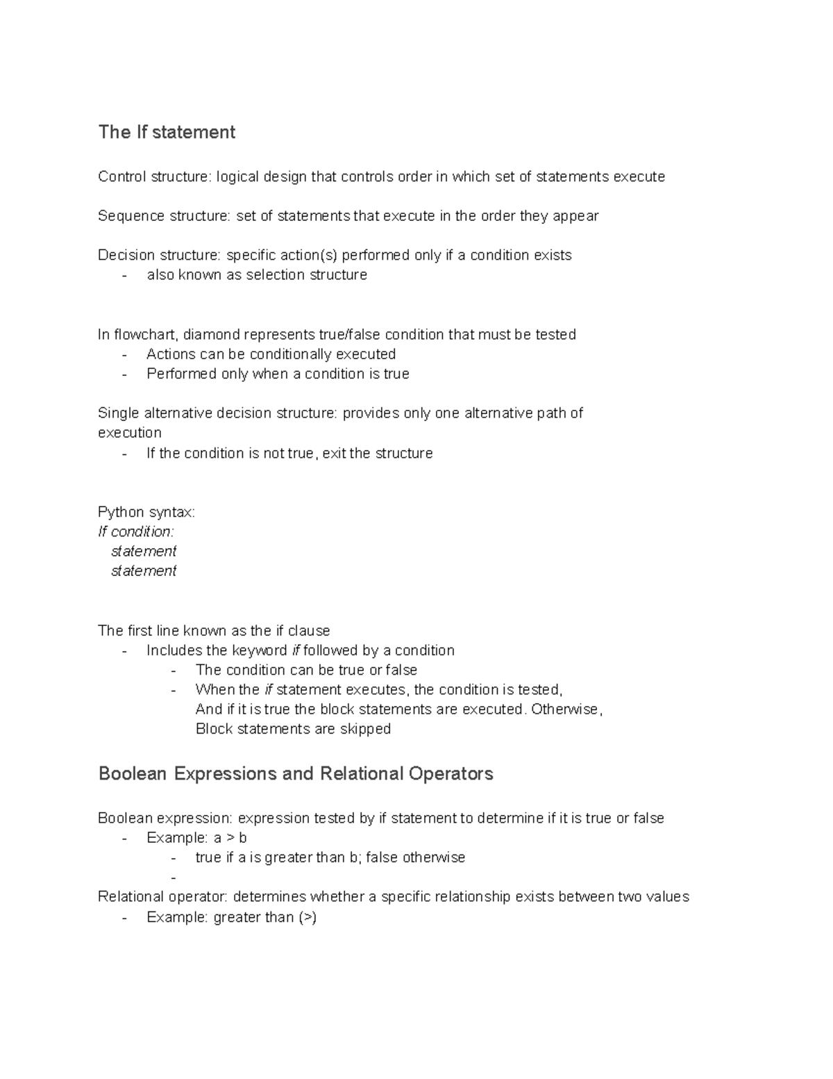 Intro to Programming Week 4 Chapter 3 - The If statement Control ...