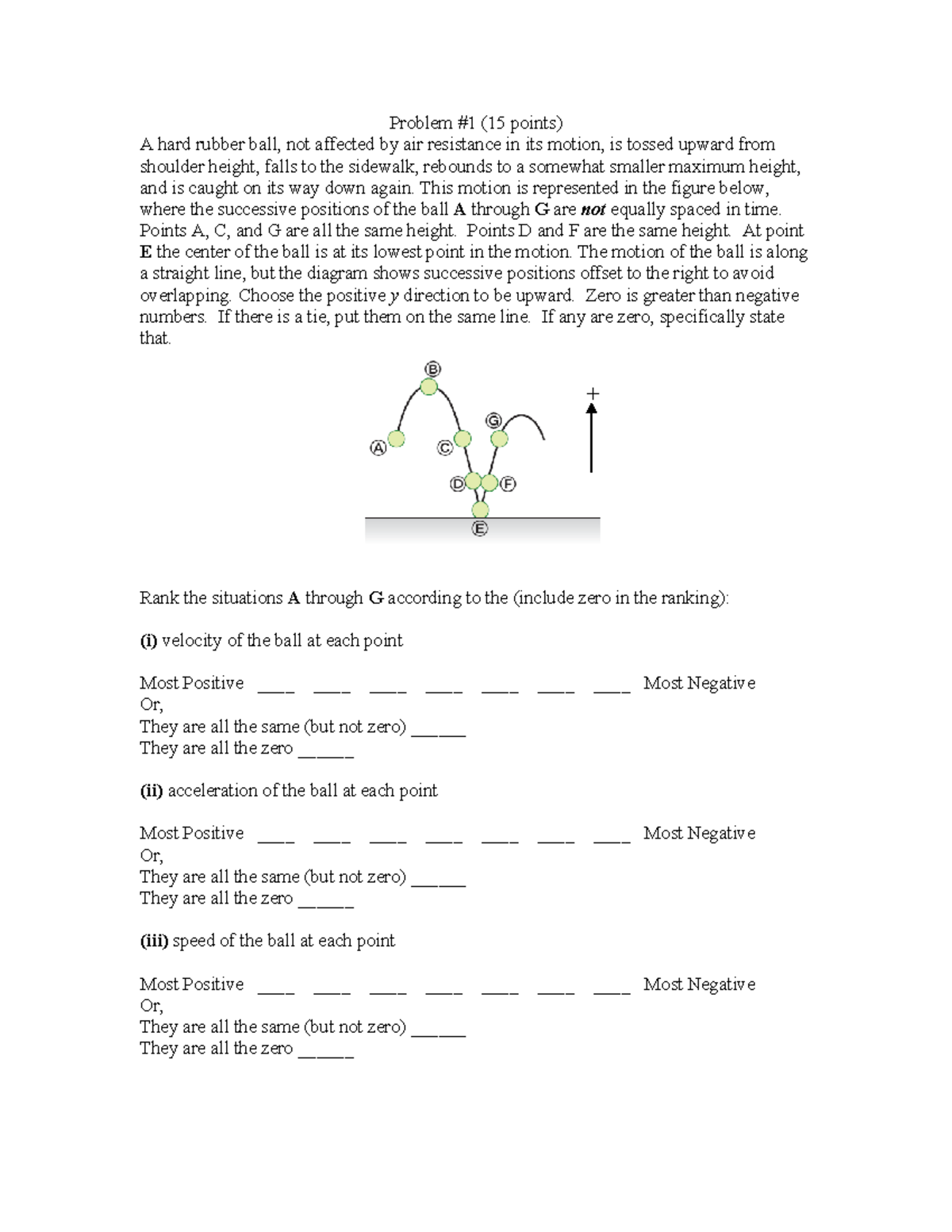 Phy4A Midterm 1A Sample: Ball Motion Analysis and Ranking - Studocu