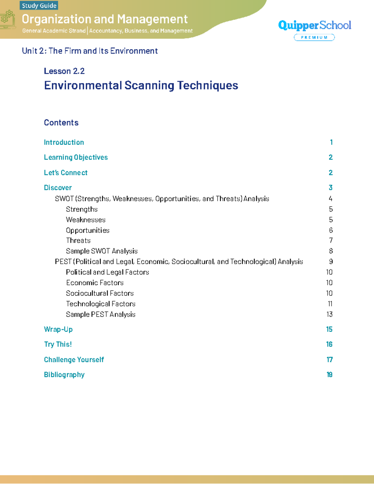 OAM 11 Q1 0202 SG Environmental Scanning Techniques - Environmental ...
