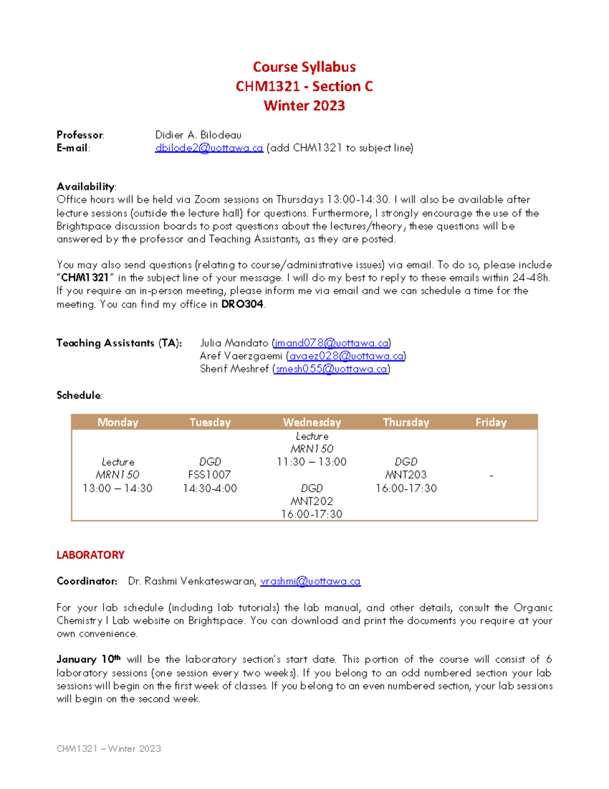 2023 CHM1321 Syllabus & Course Details for Winter Semester - Studocu
