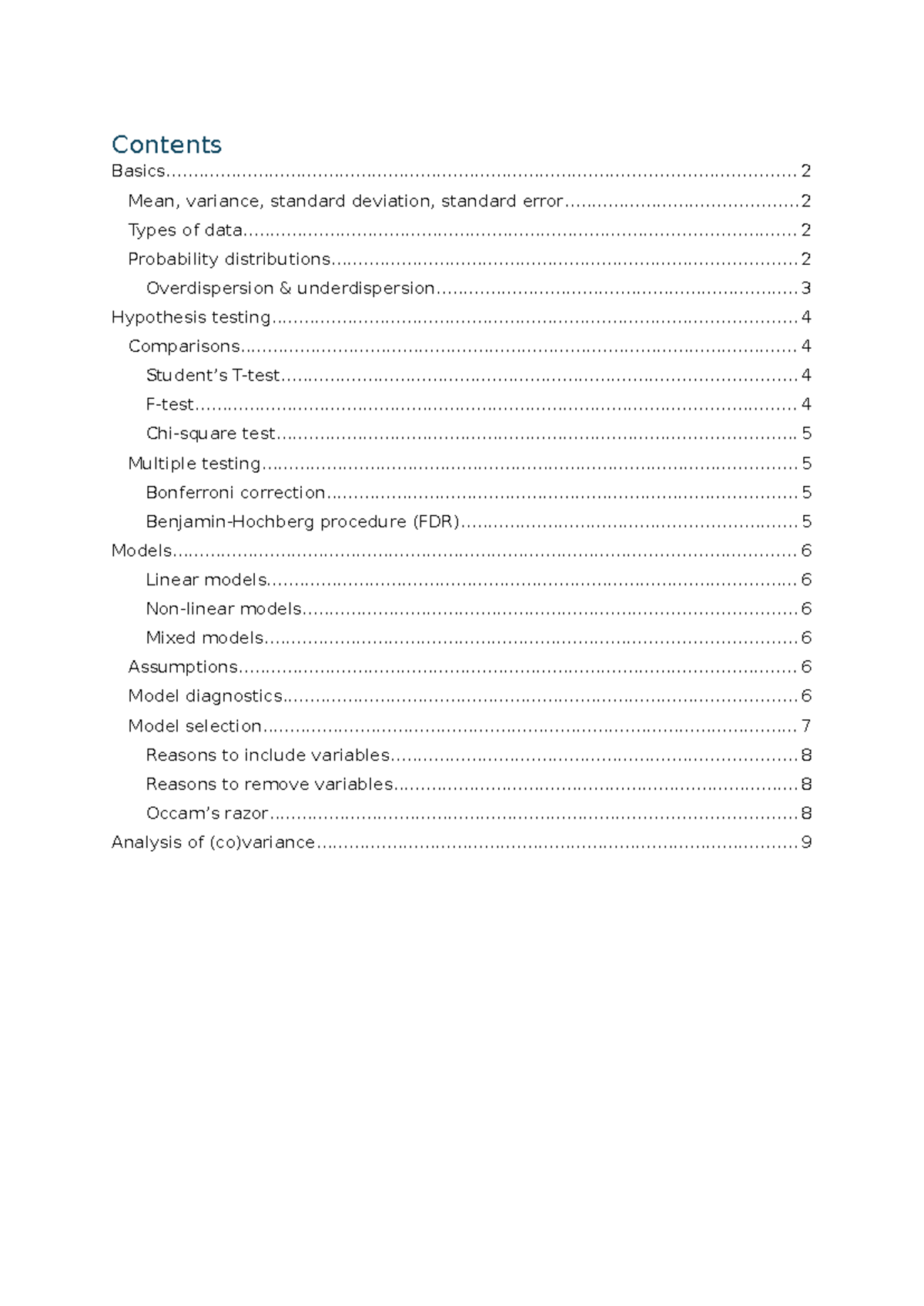 Master's Statistics Summary: Key Concepts and Techniques - Studeersnel