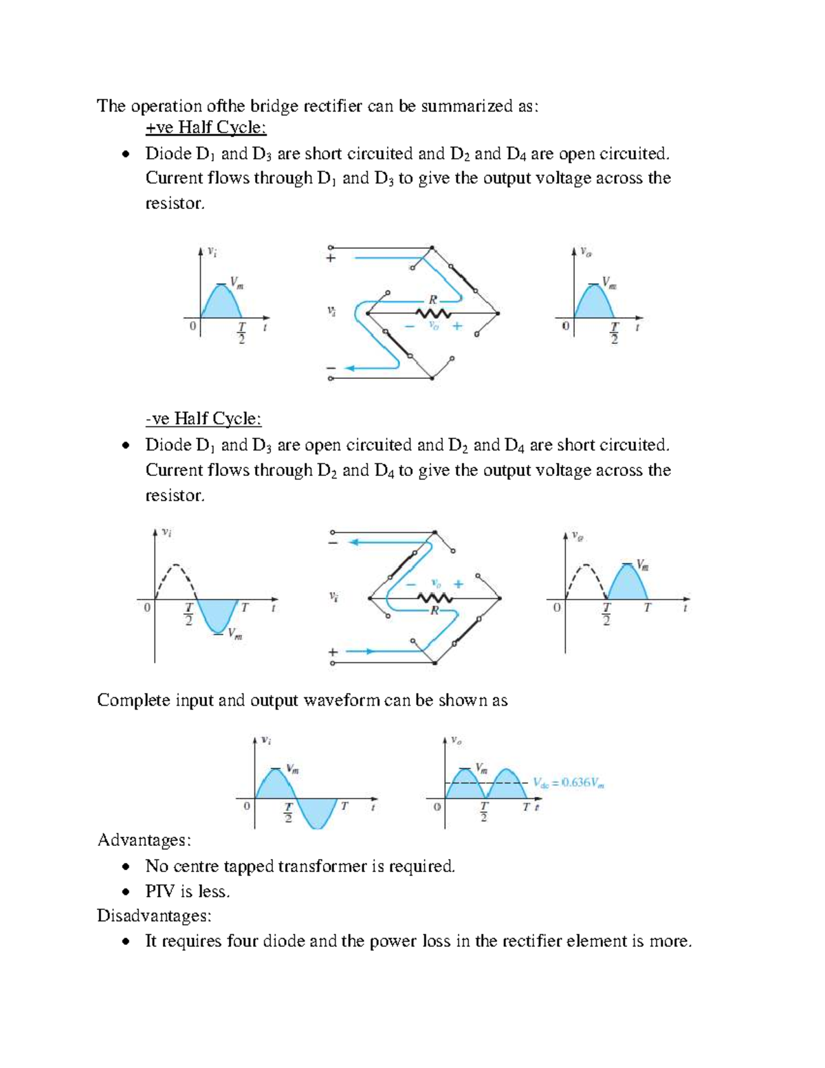 EE-11: Bridge Rectifier Operation Summary and Analysis - Studocu