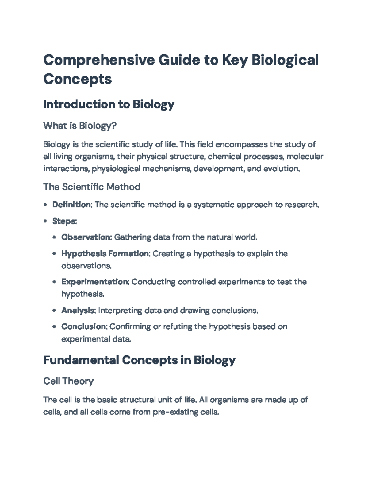Biology 101: Key Concepts and Processes in Foundational Biology - Studocu