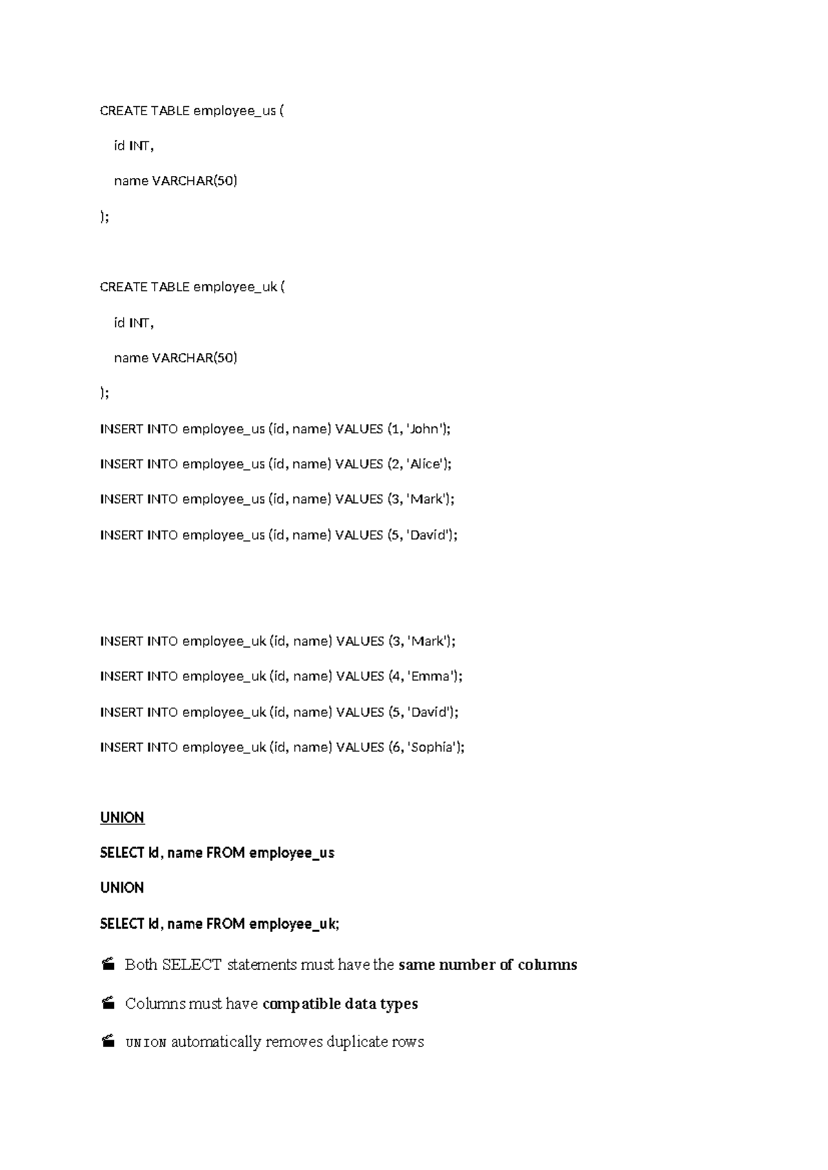 SQL Operations on Employee Tables: Ex 5 - Nil - Studocu