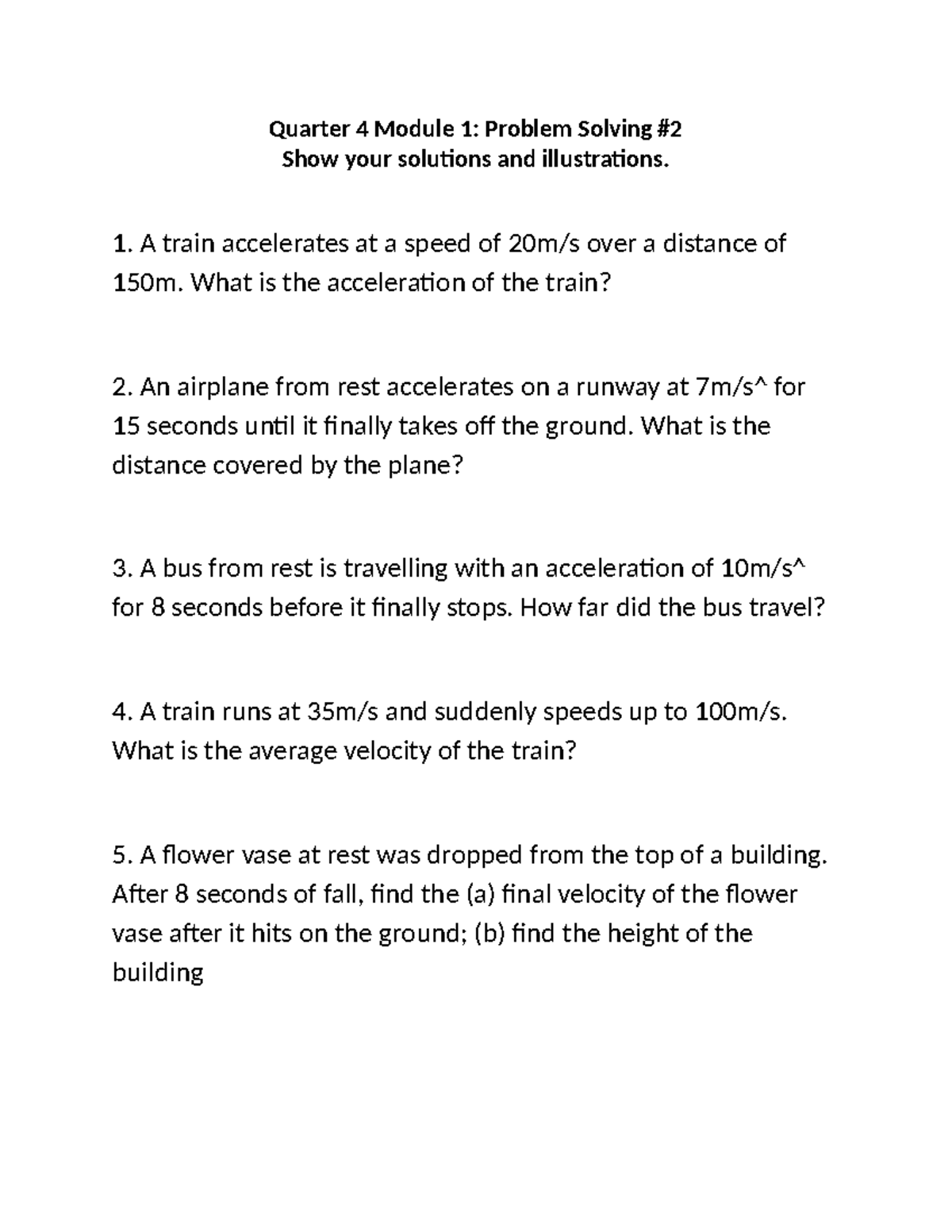 Quarter 4 Module 1: Problem Solving Exercises and Solutions - Studocu