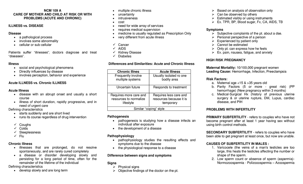 NCM 109 A 1st quiz reviewer - NCM 109 A CARE OF MOTHER AND CHILD AT ...
