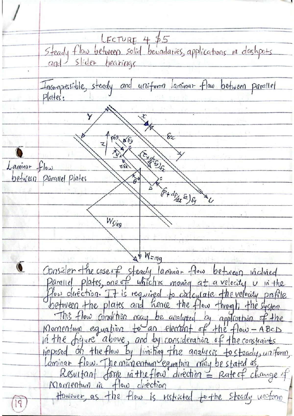 Fluid Mechanics II: Lecture 4 - Steady Laminar Flow Analysis - Studocu