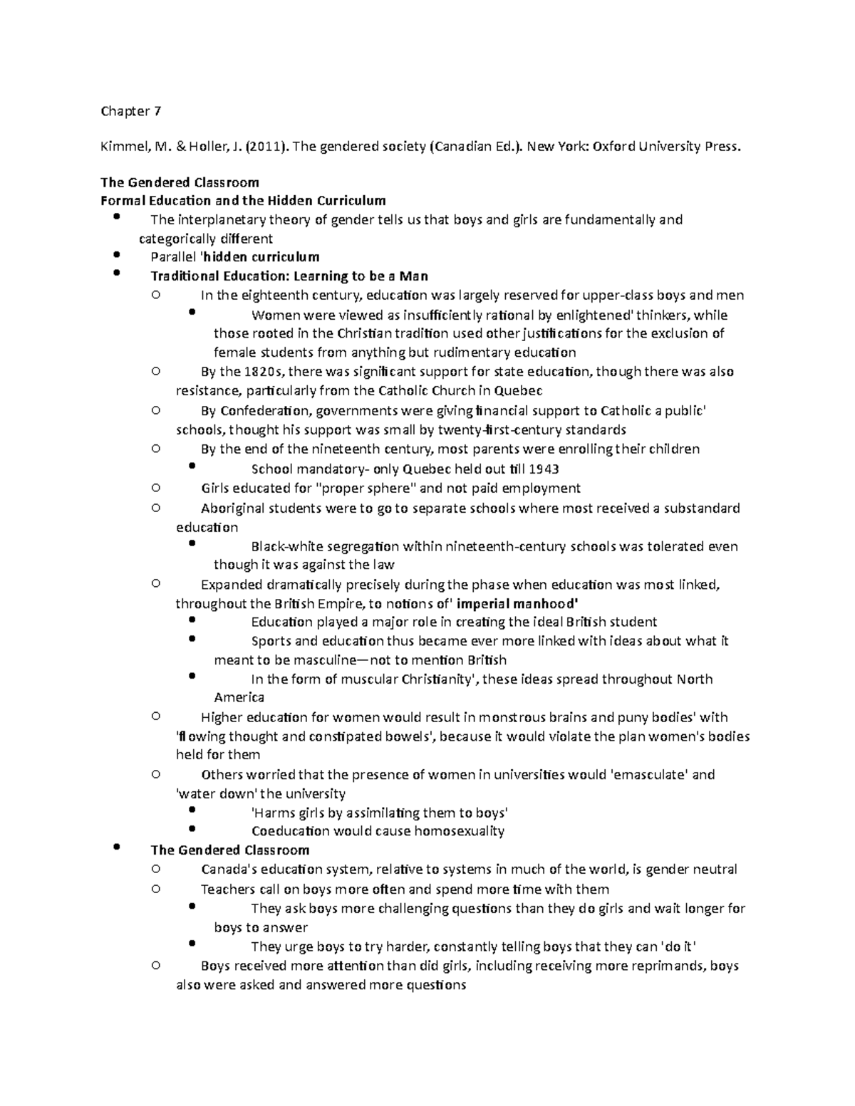 Sociology of Gender - Lecture Notes - Insights from Chapter 7 - Studocu