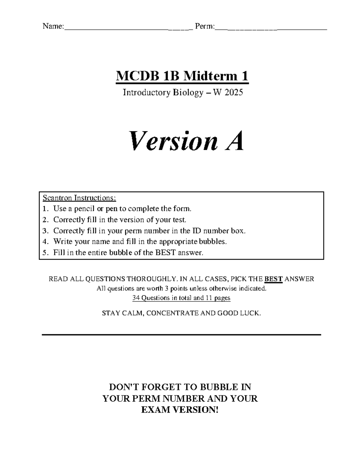 MCDB 1B Midterm 1 Study Guide for Introductory Biology W25 - Studocu