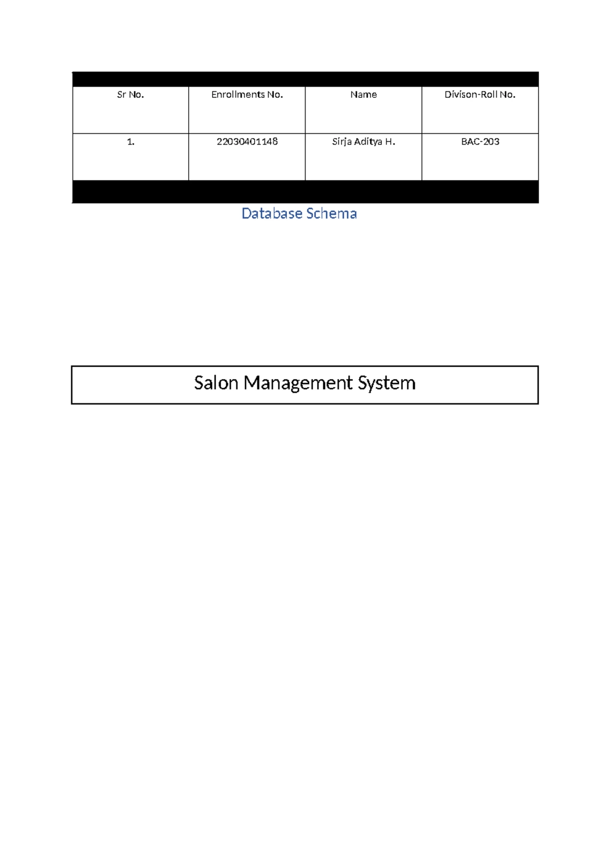 BCA Project: Salon Management System - Acknowledgement & Abstract - Studocu