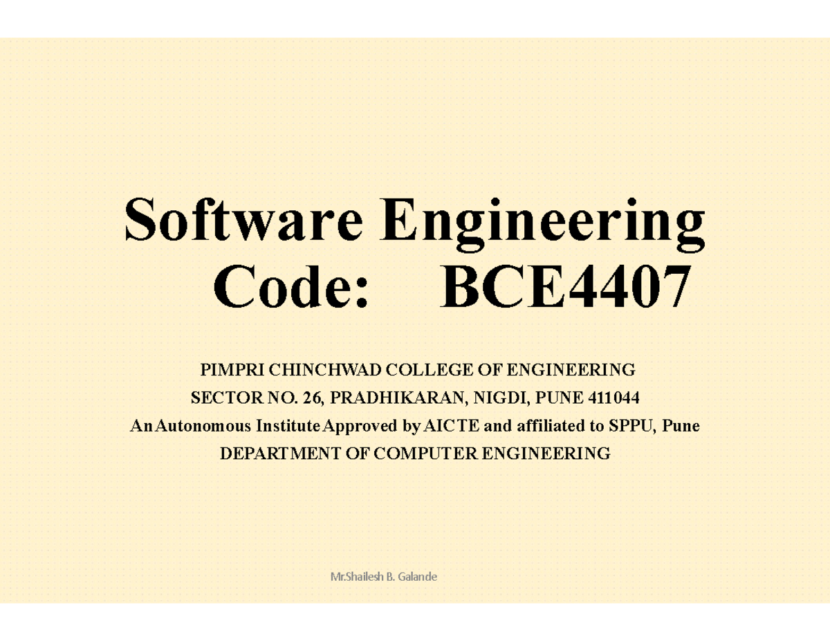 BCE4407 Software Engineering: Unit 1 Introduction Notes - Studocu